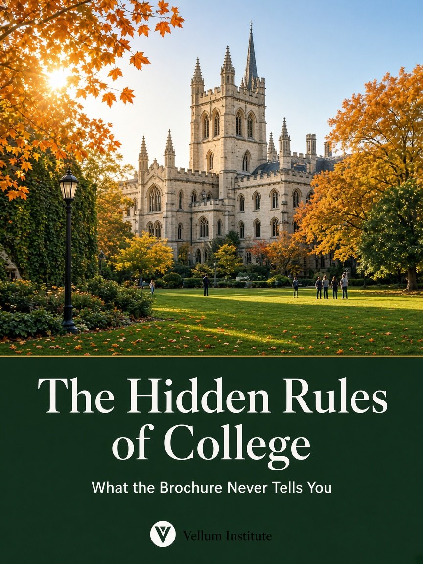 Cover of The Hidden Rules of College, a Vellum Institute handbook for counselors